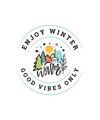 Hand Drawn Cozy Winter Badge with 
