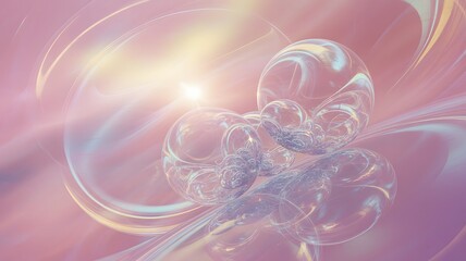 Abstract ethereal swirling light and iridescent pastel colors creating a dreamy and mystical cosmic nebula or fluid art background