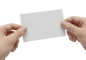 Obraz premium Blank card held by hands isolated on transparent background