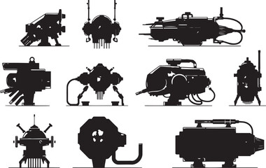 Obraz premium Mechanism set, retro, vintage, steampunk, cyberpunk, decorative elements. Ideal design for social media, cover, banner, flyer, music, ads.