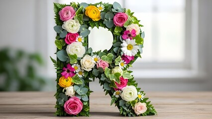 Floral Letter R Botanical Typography