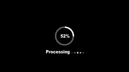 Abstract Circle loading processing bar icon animation on background concept with alpha channel . Processing from 0 to 100 transfer on black background.  - Powered by Adobe
