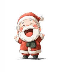 Cute laughing Santa Claus cartoon illustration on white.
