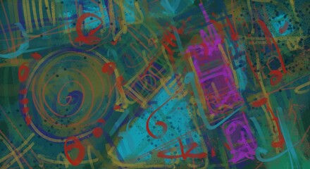 Abstract image for printing. Picture for modern interiors. The picture is painted by hand on a tablet.
