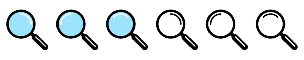 Classic Magnifying Glass Icon Set for Search and Discovery