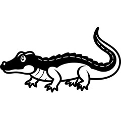Black Dwarf Crocodile Vector Illustration – Silhouette Wildlife Design