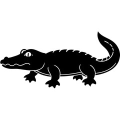 Fototapeta premium Black Dwarf Crocodile Vector Illustration – Silhouette Wildlife Design