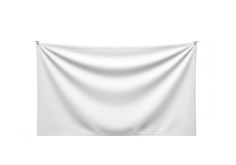 White fabric banner isolated on transparent background