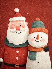 Happy Santa and snowman Christmas illustration