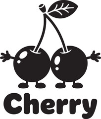 Cherry vector character cute fruit cartoon with hands feet sweet berry design