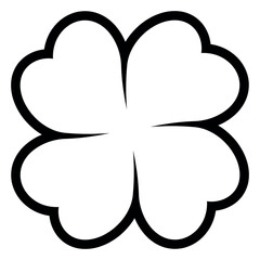 Four-leaf clover symbol line icon shape, illustration of four leaf cloverleaf, isolated on white