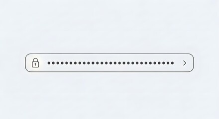 Minimalist password entry field interface with secure lock icon and obscured text dots on white background, representing data protection and login access.