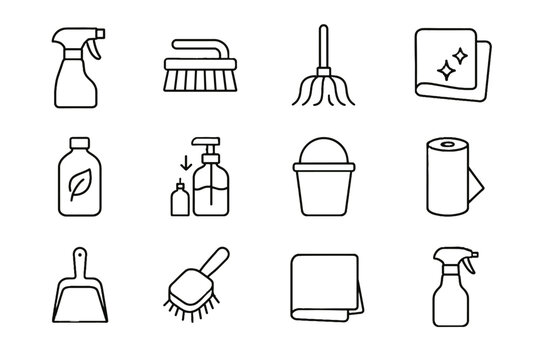Icons reusable vector water biodegradable bottle station icon sprayer minimalist roll cleaning