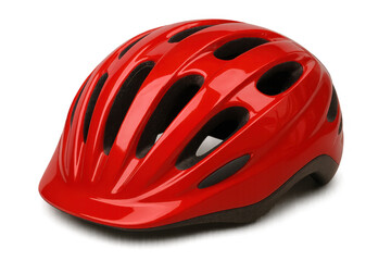 Fototapeta premium Red cycling helmet providing head protection, safety, and gear for bicycle riders and sport activities with transparent background