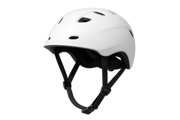 Fototapeta premium White sport helmet for head protection. Safe outdoor activity equipment isolated on transparent background