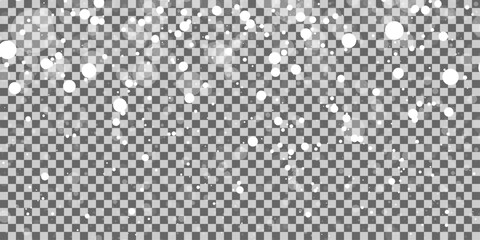 Falling snow, white snowflakes, transparent background. black and white knitted background. 
