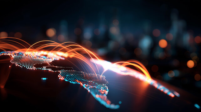 Global cashless payment network visualization glowing data lines world map futuristic fintech theme international transaction display digital finance connectivity - Powered by Adobe