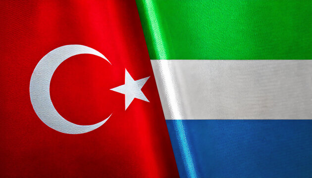 トルコの国旗とシエラレオネの国旗(Turkey flag & Sierra Leone flag.)
