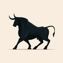 Fototapeta premium Powerful Black Bull Vector Illustration - Strong Animal Mascot Symbol for Finance, Strength, and Determination