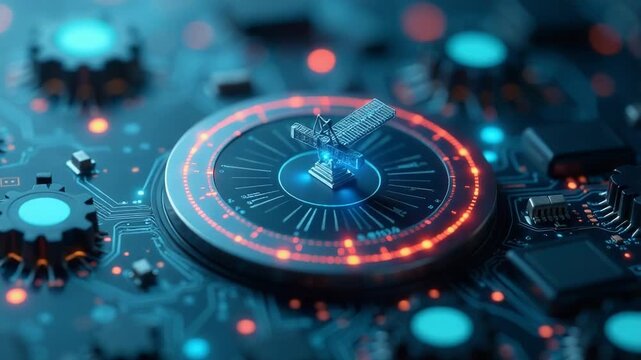 Video A close-up shot of a clock on a circuit board, suitable for use in technology or engineering related contexts