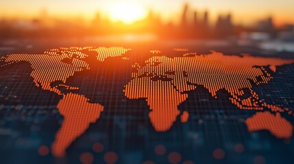 Worldwide export business data visualization highlighting trade volume metrics international demand patterns and global commerce performance. atmospheric depth rendering with infographic overlay clean