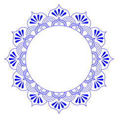 Elegant blue ornamental mandala inspired circular frame vector illustration with intricate decorative patterns perfect for design elements