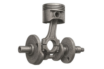 Fototapeta premium Piston, connecting rod, and crankshaft assembly showing essential internal combustion engine components