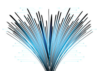 Obraz premium Futuristic abstract blue digital data flow network technology background with glowing circuit lines and energy streaks