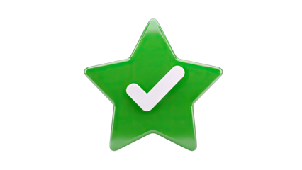 Green Star with Checkmark Symbol - Success Concept