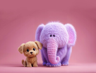 puppy and pink elephant