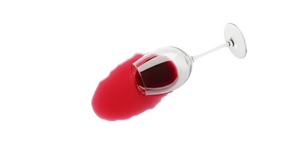 Red wine glass tipping over spilling liquid