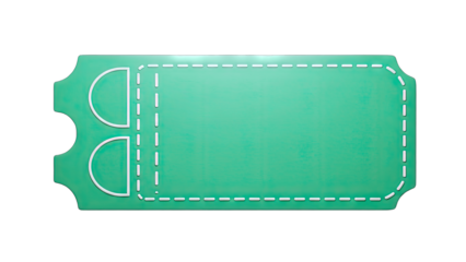 Green Ticket Isolated on White Background