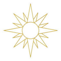 Christmas star. Christmas decoration.3D gold star illustration. PNG with transparent background.	