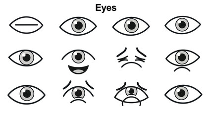Obraz premium Cartoon eye expressions set various emotions and styles