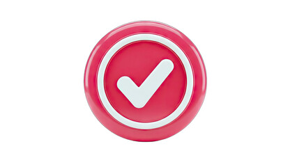 Checkmark Icon on Red Button - Confirmation Concept