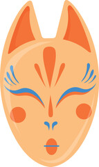 Ancient festival mask in japanese kabuki style. Hannya face