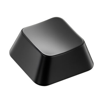 Isolated 3d render of a single blank black computer keyboard keycap for technology and computing