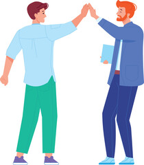 Positive hi gesture. Friendly greeting color characters