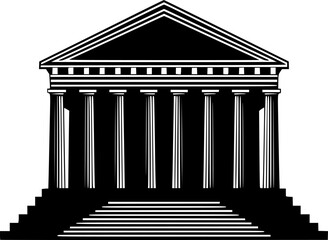 Obraz premium Illustration of a temple with columns and stairs silhouette 
