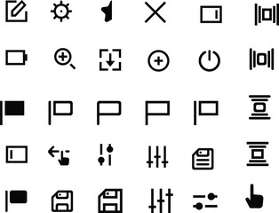 Minimalist Black and White Line Icons Set for User Interfaces