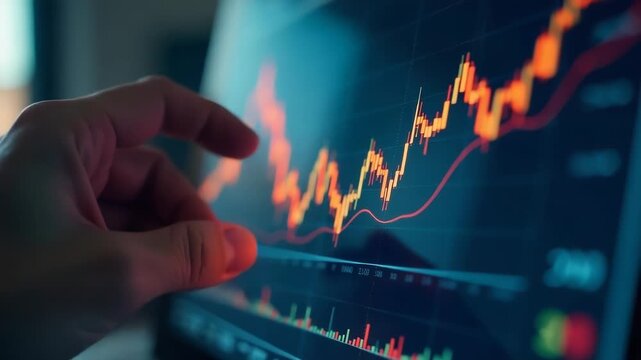 Video A person studies a chart on a computer screen, possibly analyzing data or tracking progress