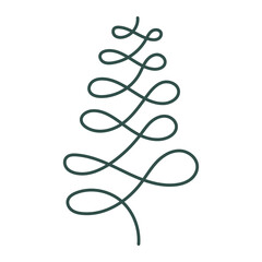 Hand drawn Christmas tree. Outline doodle. Vector illustration, flat design
