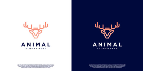 Creative deer logo with line art style, symbol of luxury, premium, graphic design template.