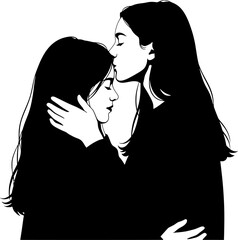 Tender Embrace: Two Women Sharing an Affectionate Forehead Kiss