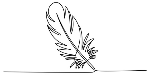 Minimalist continuous one-line art drawing of a feather illustration Vector, illustration © Continues One Line D