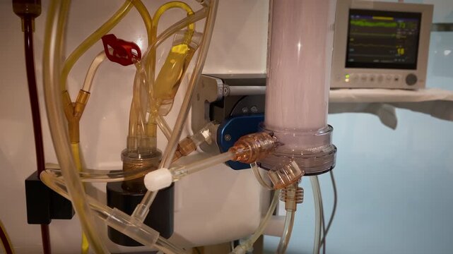 Detailed Medical Setup, Closeup Of Clinical Equipment Including Tubing And Soft Lighting Details