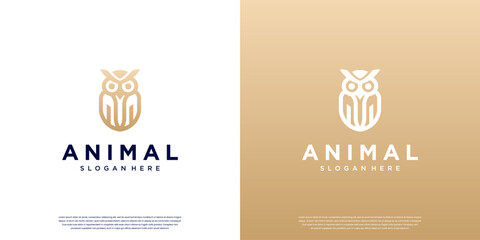 Minimalist logo with an owl shape, symbolizing calmness and resilience, vector graphic template.