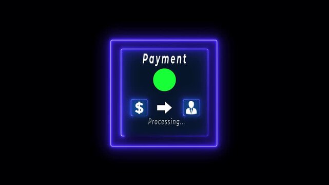 glowing neon Payment concept successful Online payment with digital marketing Online payment concept button approved.4k video animation.