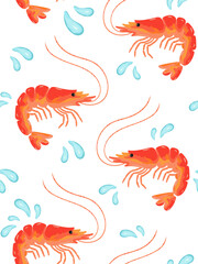 underwater crustacean drawing repeat ocean theme wallpaper poster print aquatic fauna backdrop clean minimal summer food ingredient concept