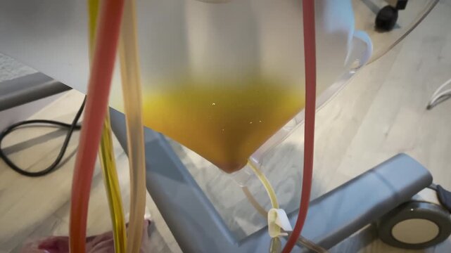 Blood Plasma Collection, Healthcare Professionals Carefully Collecting Plasma In Clinical Setting